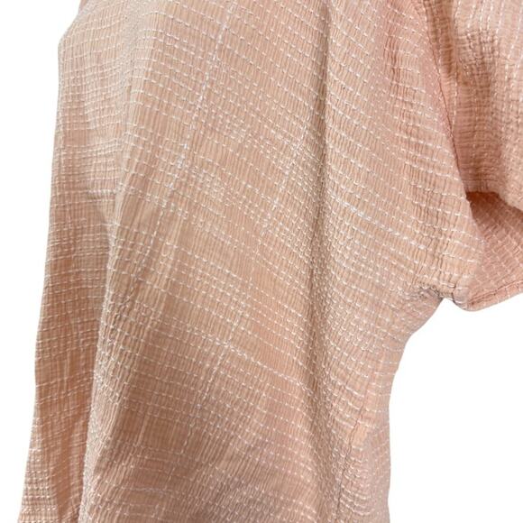 J Jill Pure Pink Blush Dolman Short Sleeve Oversized Embroidered Cotton Top L - Picture 9 of 16